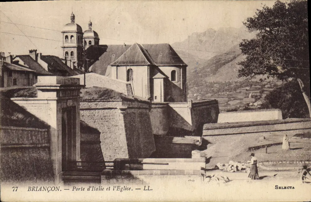 Briançon — Puerta de Italia y la Iglesia — LL. — Selecta - Anverso