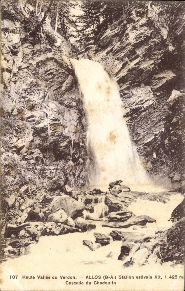 Chadoulin-Wasserfall — Hochtal des Verdon — ALLOS (B-A.) Sommerstation H. 1.425 m. - Vorderseite