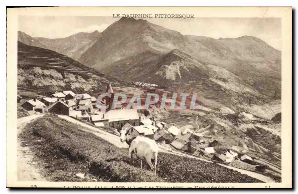 La Graine (alt. 1525 m) — As Terrasses — Vista geral — O Dauphiné pitoresco — Editor: Levy fils & Cie, Paris, n° 23 - Frente