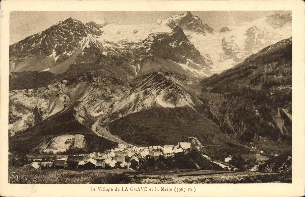 Das Dorf LA GRAVE und die Meije (3987 m) — Editions Martianto Frères, Nr. 123 - Vorderseite