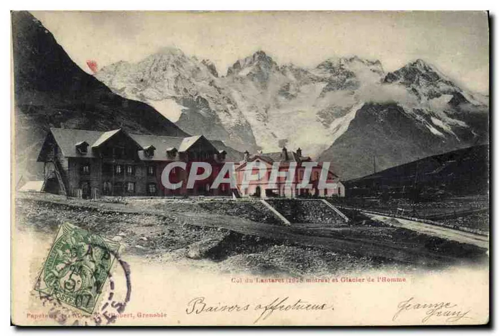 Col du Lantarat (2025 Meter) und Glacier de l'Homme — Papeteries des Alpes, Éd. H. Robert, Grenoble - Vorderseite
