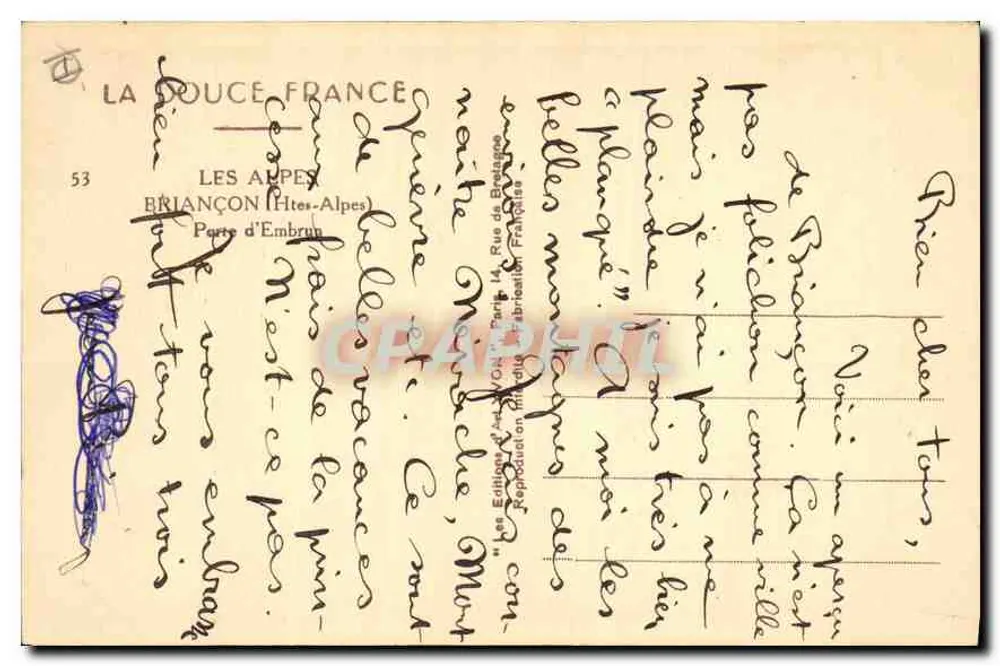A pequena gangouille — BRIANÇON (Hautes-Alpes) — Editora: LA DOUCE FRANCE, n°53 - Verso