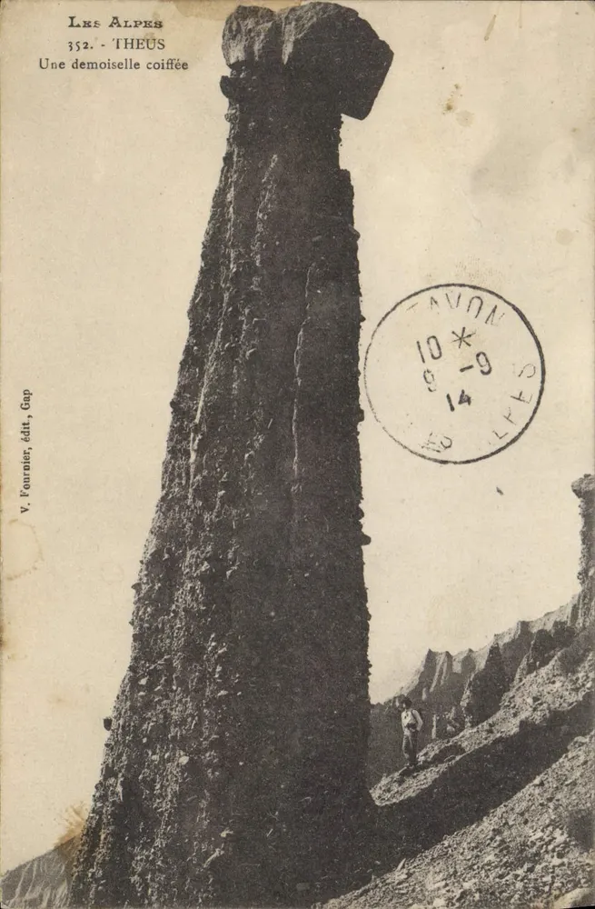 Die Alpen - Théus - Eine junge Dame mit Schleier — V. Fournier, Verlag, Gap - Vorderseite