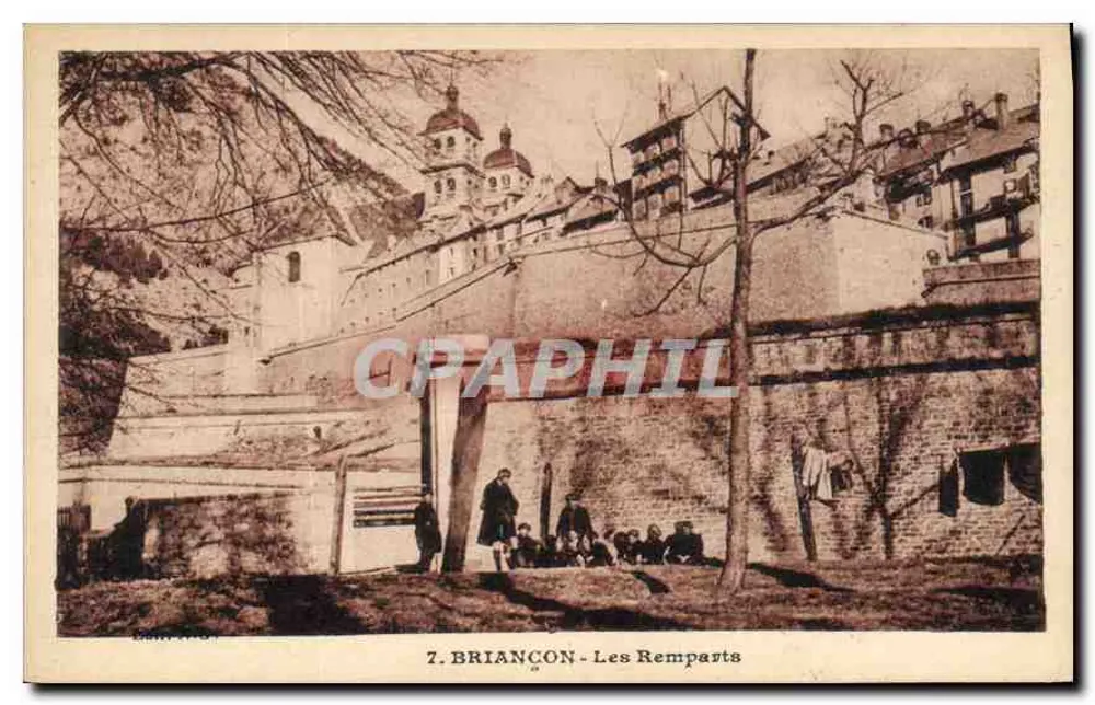 Briançon - Os Muros — visão dos muros e do castelo, editor não indicado, número de série não visível - Frente