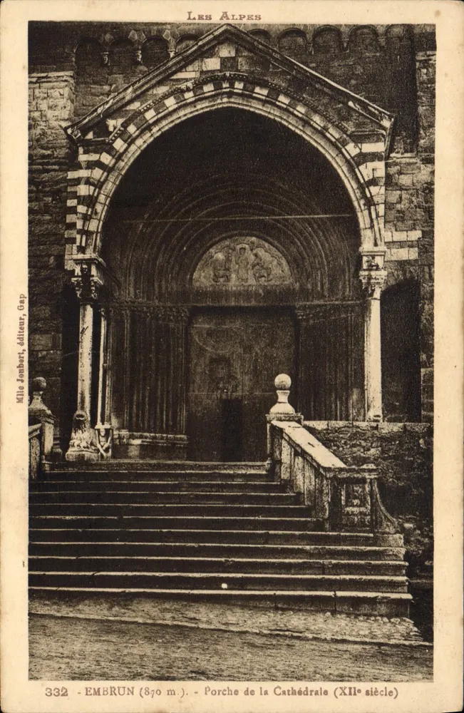 Embrun (870 m.) — Portal der Kathedrale (12. Jahrhundert) — Mlle Jonbori, Verleger, Gap, n° 332 - Vorderseite