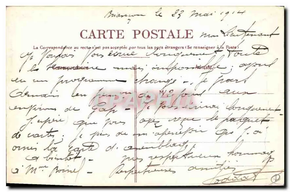 BRIANÇON — Serveyrette-Wasserfall unter dem Pont Baldy — Verlag Bonneville & Cie, Nr. 123 - Rückseite