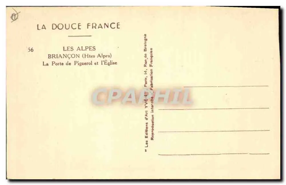 Briançon — Die Pignérol-Tür und die Kirche — Art Editions YVC, Paris - Rückseite