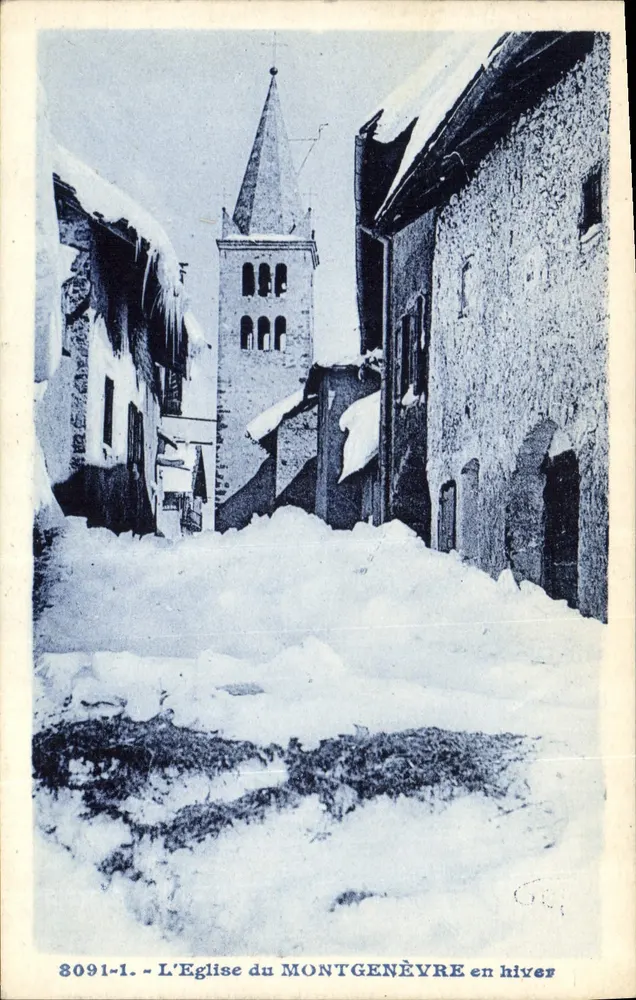 Die Kirche von MONTGENÈVRE im Winter — Serie 3091-1, Verlag A. Houther - Vorderseite