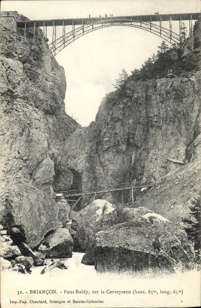 Ponte Baldy sulla Cerveyrette — Briançon, Alpi di Haute — Imp. Pap. Chautard, Briançon e Sainte-Catherine, n°32 - Recto