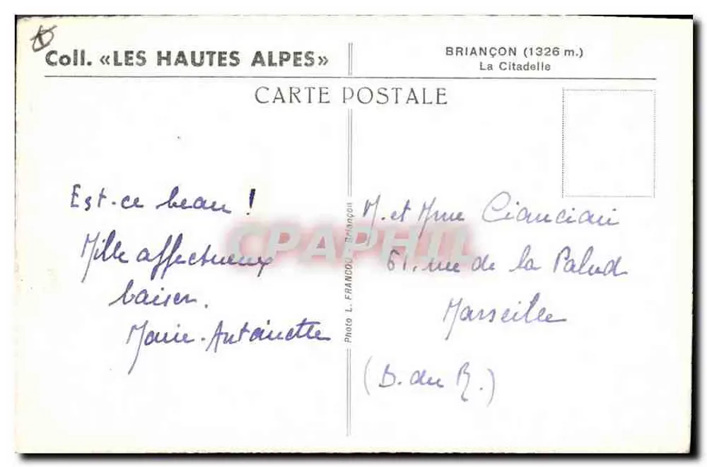 Briançon — A Cidadela — Foto L. Françoïs - Verso