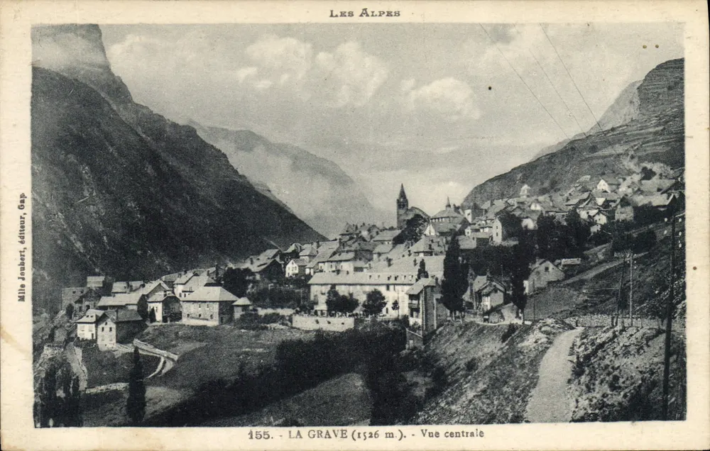 La Grave (1526 m.) — Vista central — Mlle Jonbort, editora, Gap, n° 155 - Frente