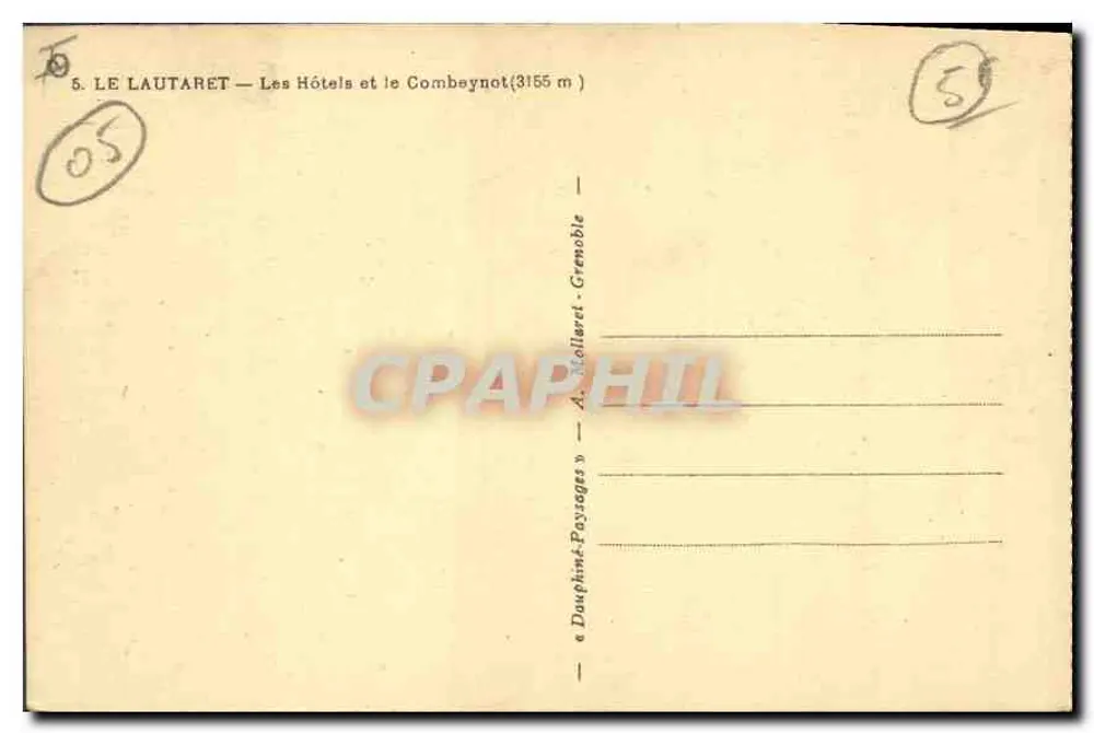 Le Lautaret — Die Hotels und der Combeynot (3155 m) — A. Mollaret - Grenoble - Rückseite