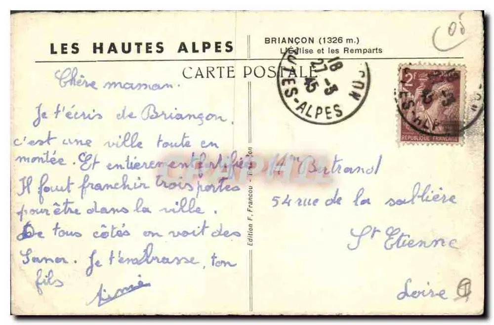 Briancón — Die Kirche und die Mauern — Edition F. Francou - Rückseite