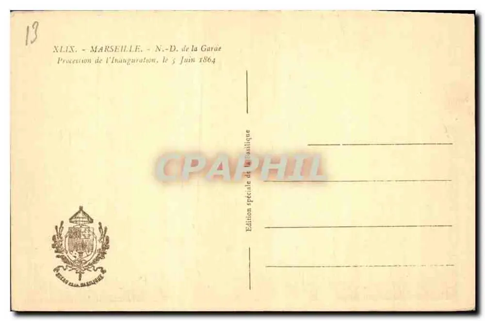 Notre-Dame de la Garde — Basilique — Édition spéciale de la Basilique - Verso