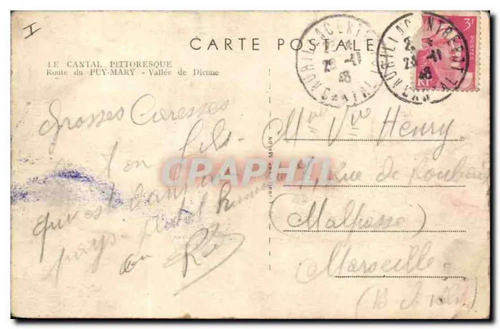 Der pittoreske Cantal — Route du Puy-Mary - Vallée de Dienne — Verlag nicht sichtbar - Rückseite