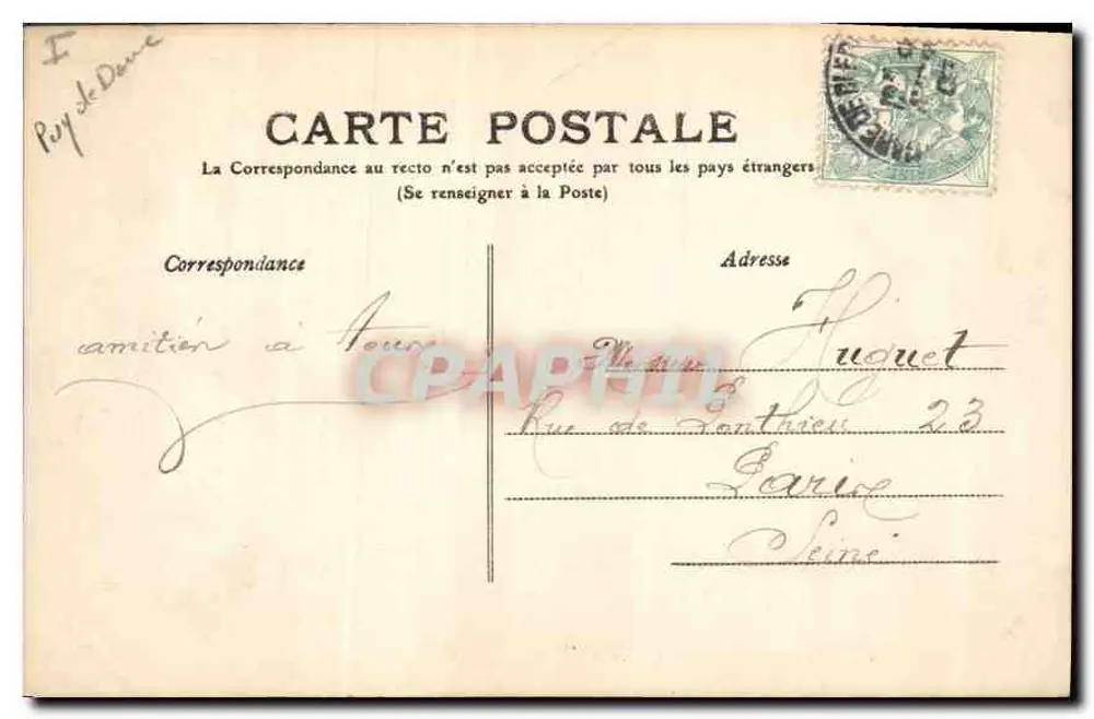 Ruïnes van het Kasteel van Tournoël — L'Auvergne — uitgever L'Auvergne, n° 218 - Achterkant