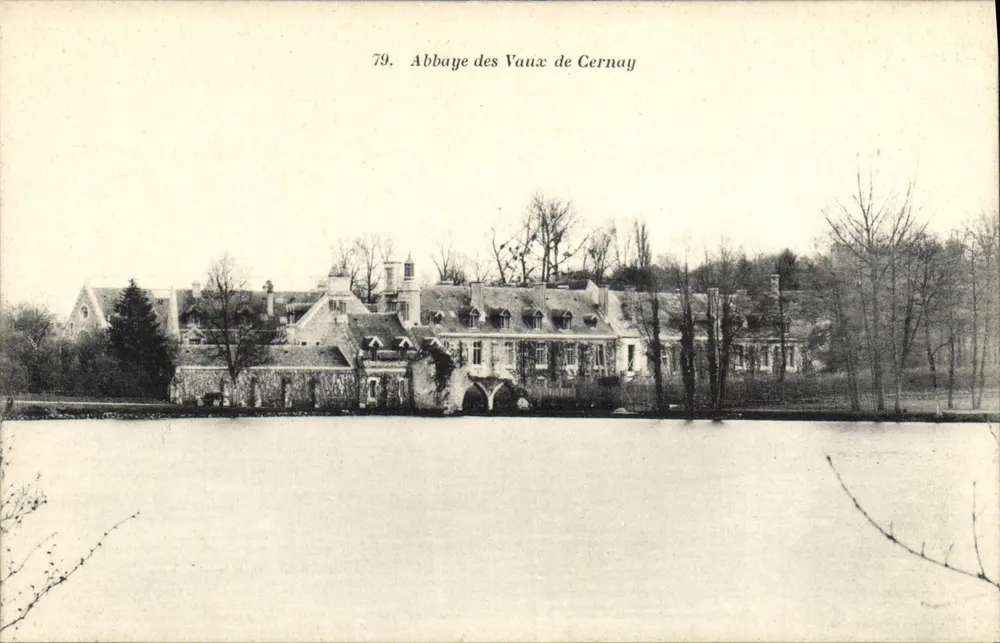 Abadia dos Vaux de Cernay — vista sobre o lago — A. Bourdier, imp. edit., Versailles - Frente
