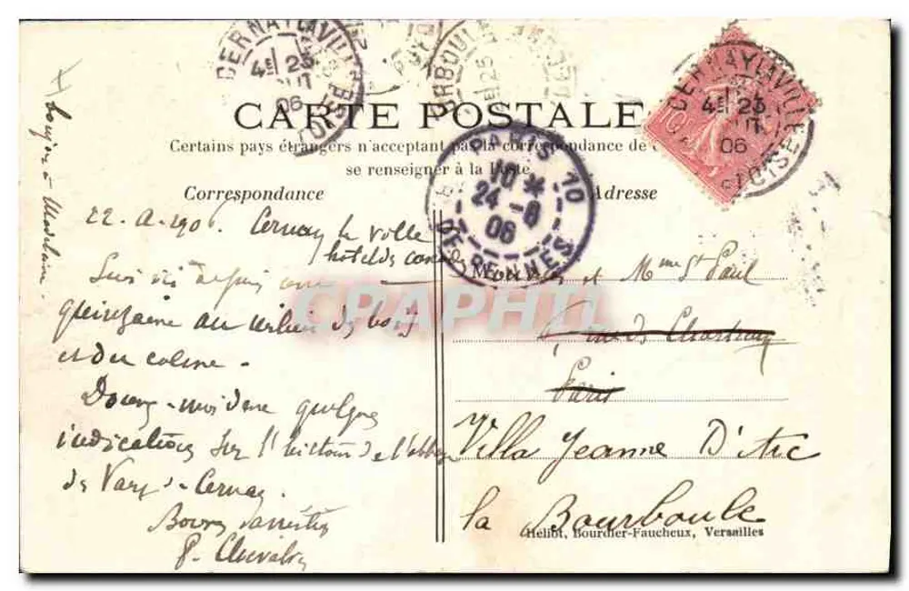 Alte Abtei Vaux de Cernay (S.-et-O.) — Seite des Parks — unbekannter Verlag, Nr. 35 - Rückseite