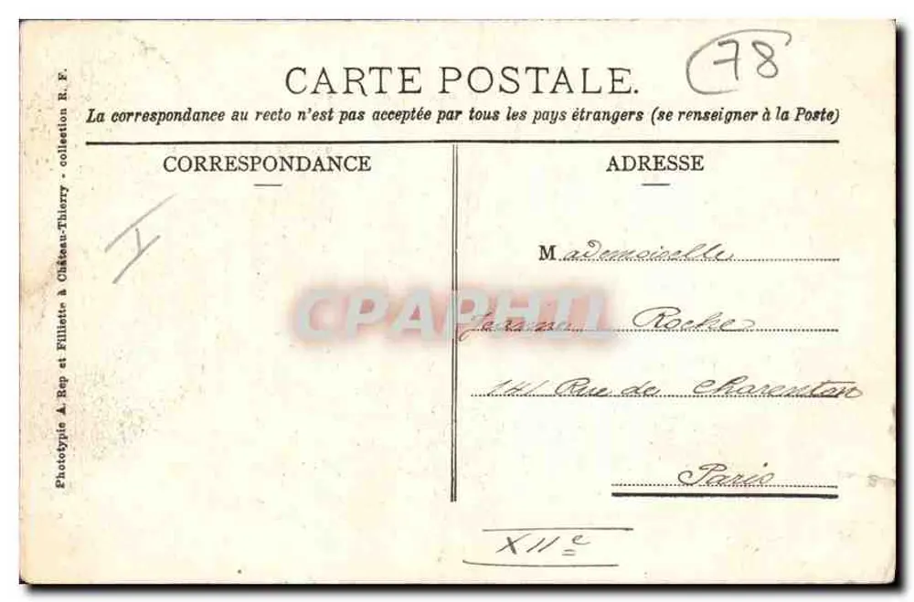 Woud van St-Germain — L'Étoile du Bon Secours — Fototypie A. Bap en Filliette te Château-Thierry - Achterkant