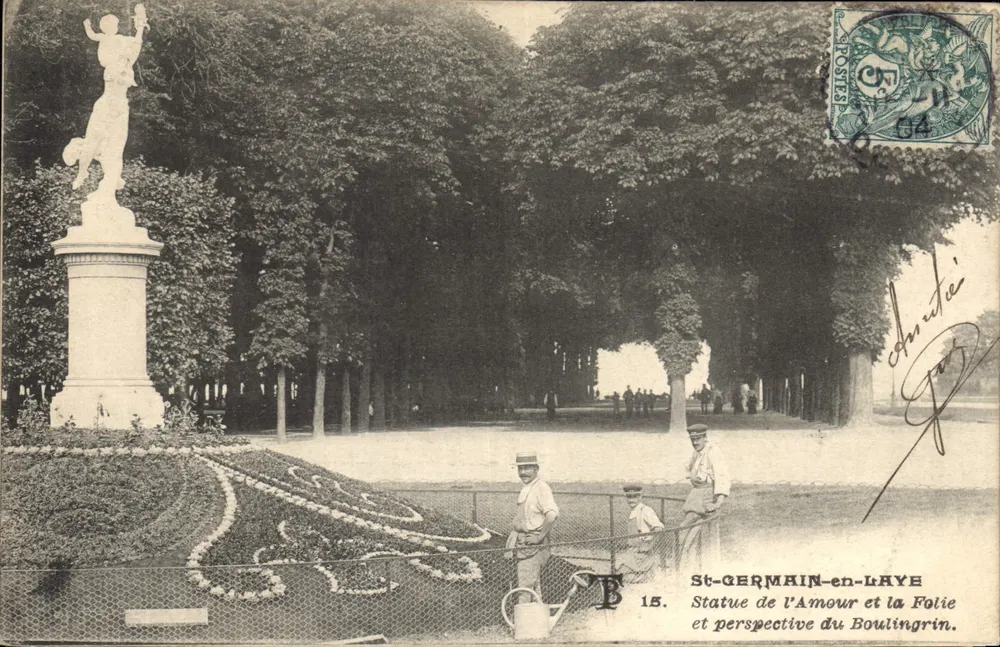 St-GERMAIN-en-LAYE — Statue der Liebe und Tollheit und Ansicht des Boulingrin — Verlag B, Nr. 15 - Vorderseite