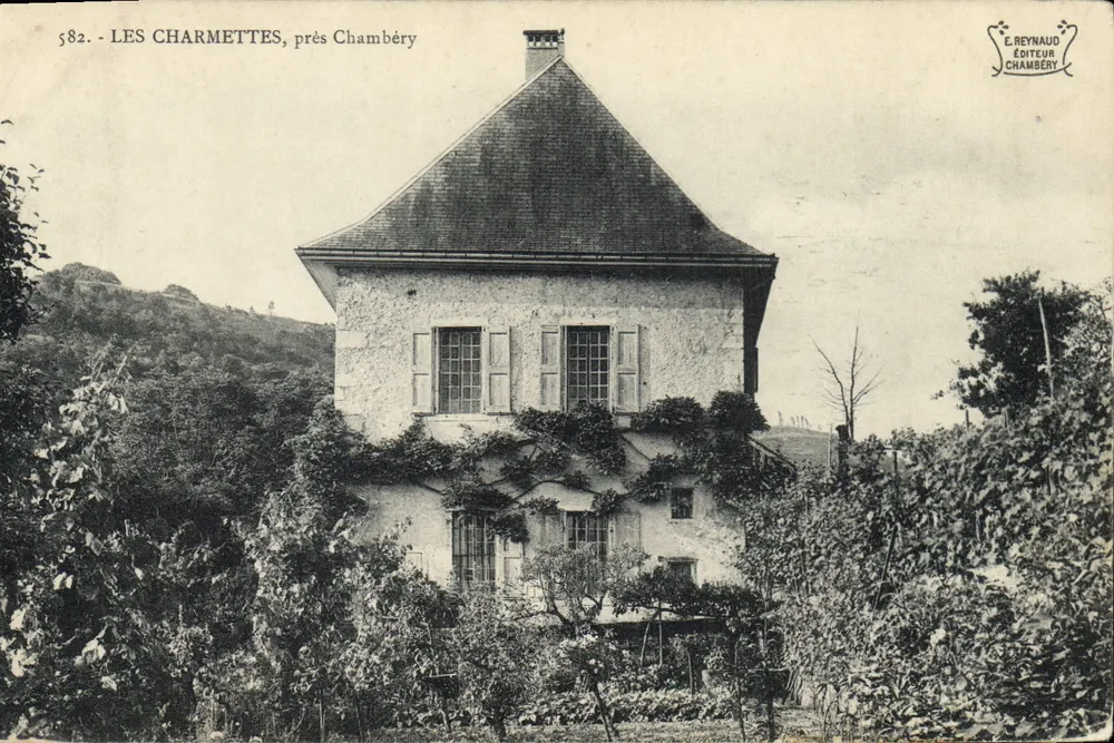 LES CHARMETTES, blisko Chambéry — dom z dachem z cegły i winniki — E. REYNAUD WYDAWNICTWO CHAMBÉRY n°582 - Awers