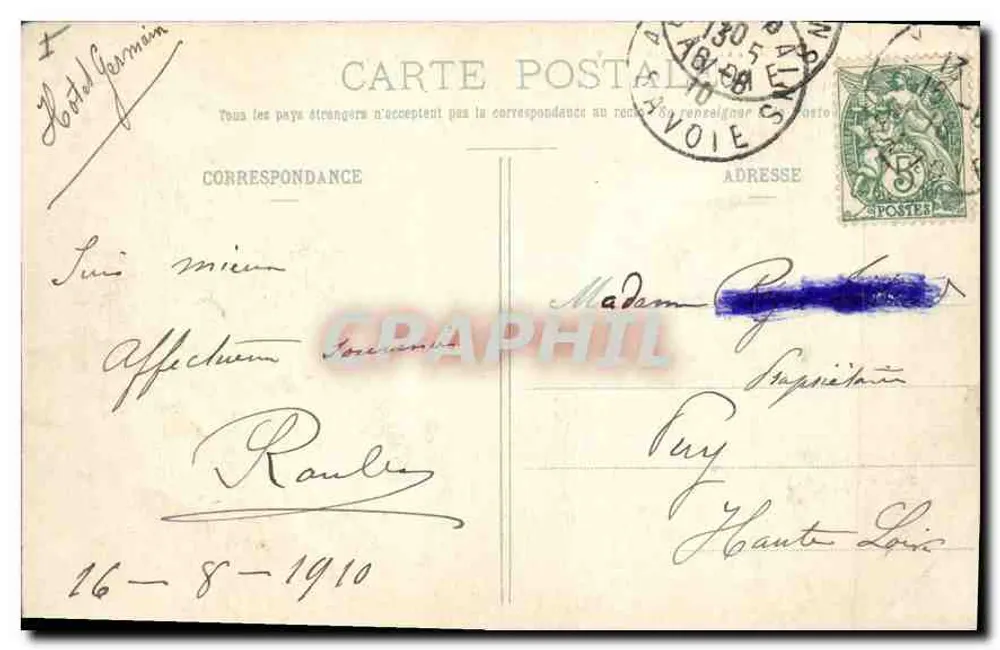 LES CHARMETTES, blisko Chambéry — dom z dachem z cegły i winniki — E. REYNAUD WYDAWNICTWO CHAMBÉRY n°582 - Rewers