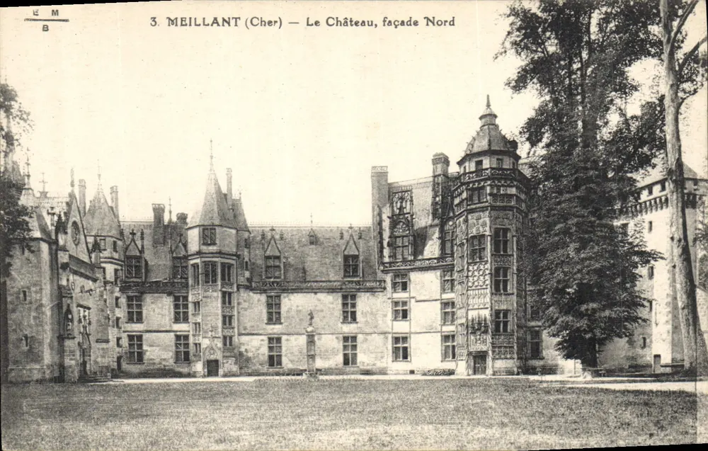 Meillant (Cher) — O Castelo, fachada Norte — E. Maquaire, Bourges - Frente