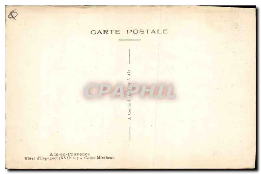Hôtel d'Espagnet — Aix-en-Provence — J. Conhard, Verlag - Rückseite
