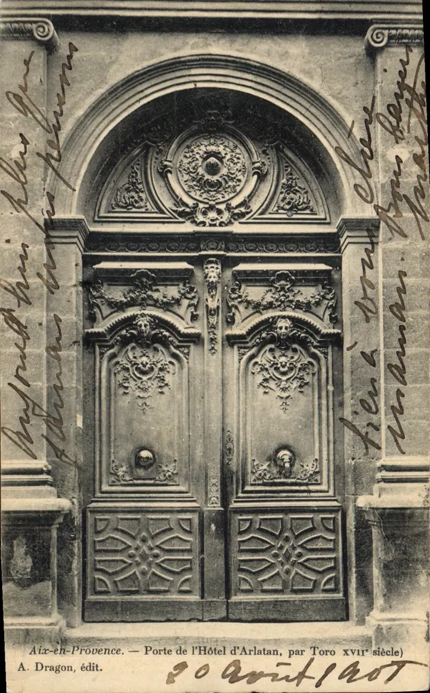 Aix-en-Provence — Porte de l'Hôtel d'Arlatan, von Toro 17. Jahrhundert — A. Dragon, Verlag - Vorderseite