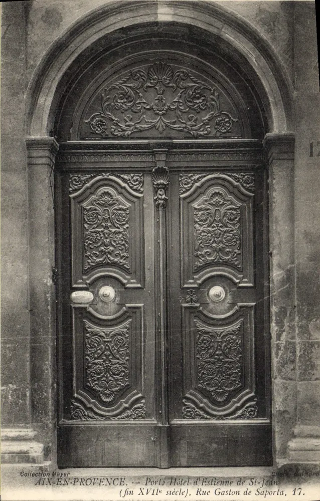 Aix-en-Provence — Tor zur Estienne-de-Saint-Jean-Hotel (Ende des 17. Jahrhunderts), Rue Gaston de Saporta, 17 — G. Galmard - Vorderseite
