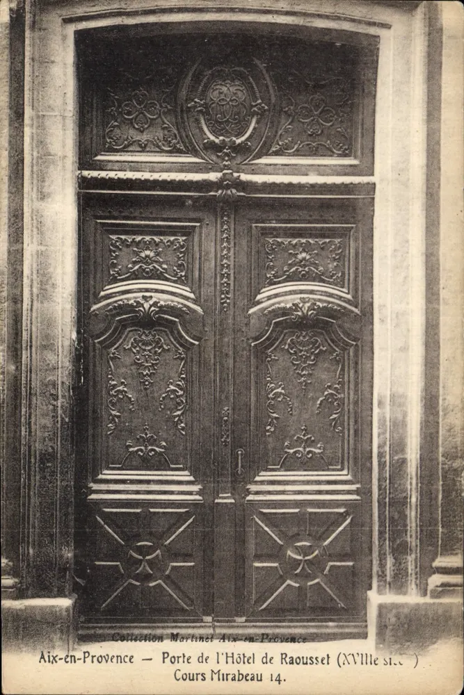 Porte de l'Hôtel de Raoussiet — Aix-en-Provence — Collection Martinet, Cours Mirabeau 14 — 17. Jahrhundert - Vorderseite