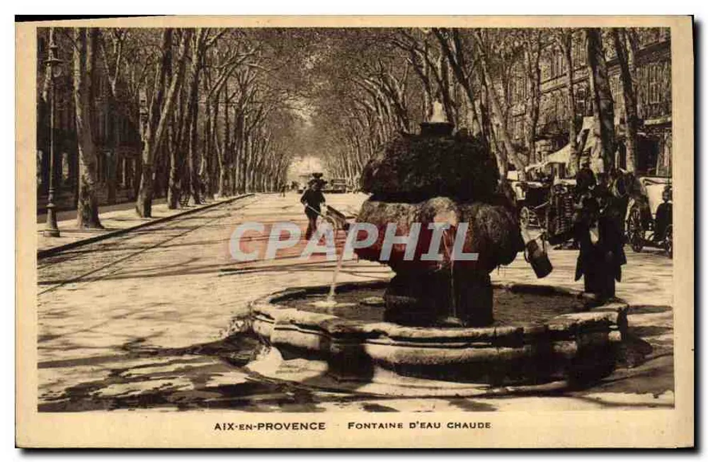 Aix-en-Provence — Fontäne mit warmem Wasser - Vorderseite