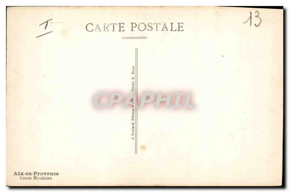Aix-en-Provence — Avenida arborizada com fonte — J. Gonlard, Editor Aix-en-Provence - Verso