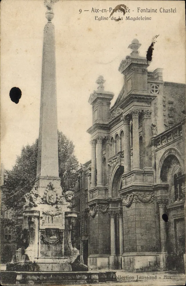 Aix-en-Provence - Fontaine Chastel und Kirche der Magdalene — Sammlung Jaussaud - Vorderseite