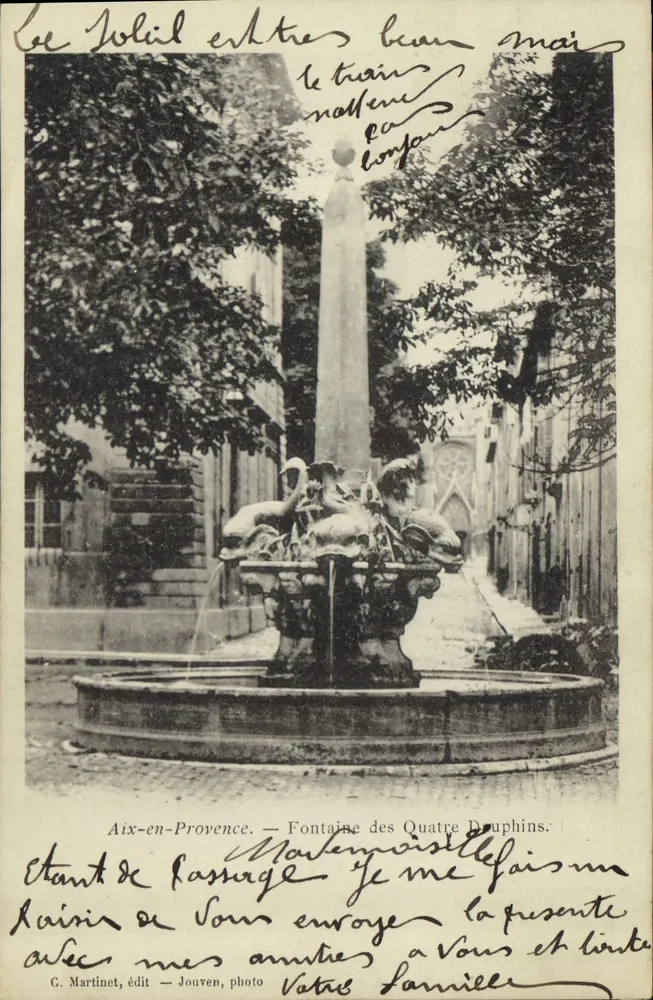Aix-en-Provence — Fontaine des Quatre Dauphins — G. Martinet, Verleger — Jouvén, Foto - Vorderseite