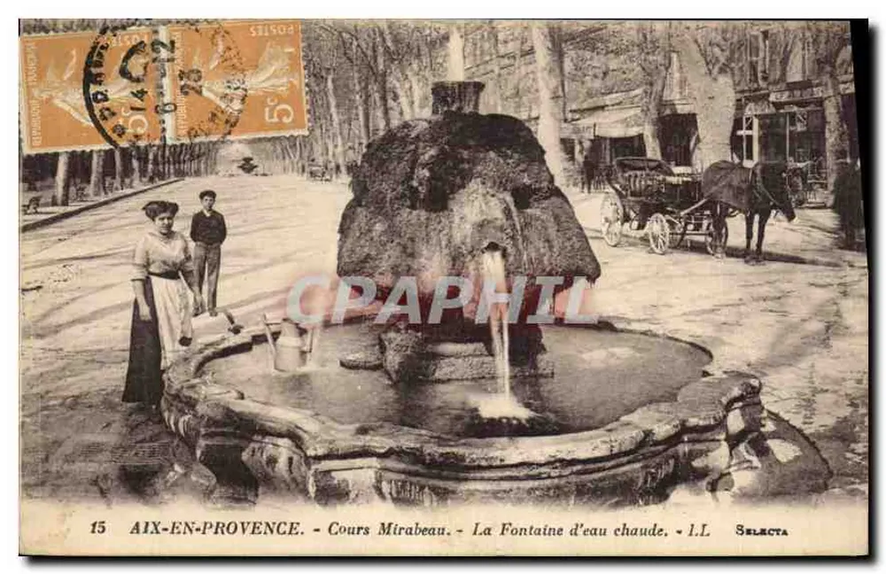Aix-en-Provence — Cours Mirabeau — Die Warmwasserfontäne — Selecta - Vorderseite