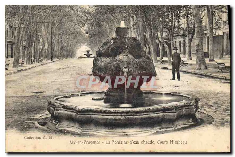 Aix-en-Provence — Die Warmwasserfontäne, Cours Mirabeau - Vorderseite