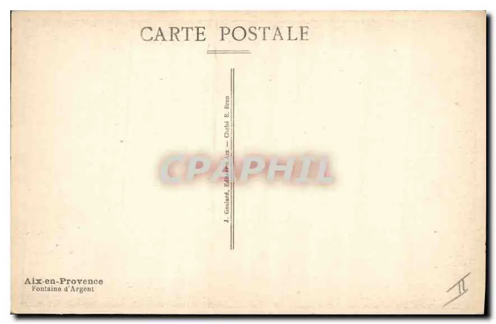 Fontaine d'Argent — Aix-en-Provence — J. Gouillard, Editor, Aix-en-Provence - Verso
