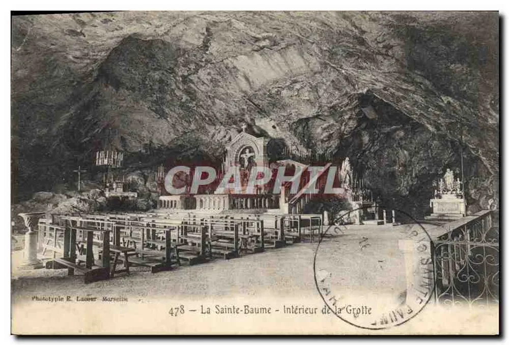 La Sainte-Baume — Interior da Gruta — Fototipia E. Léaour Marselha - Frente