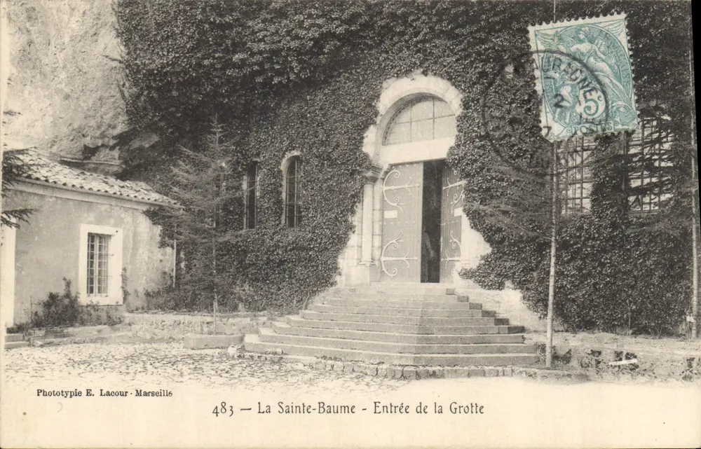 A Santa Bauma — Entrada da Gruta — Fototipia E. Lacour - Marselha, n°483 - Frente
