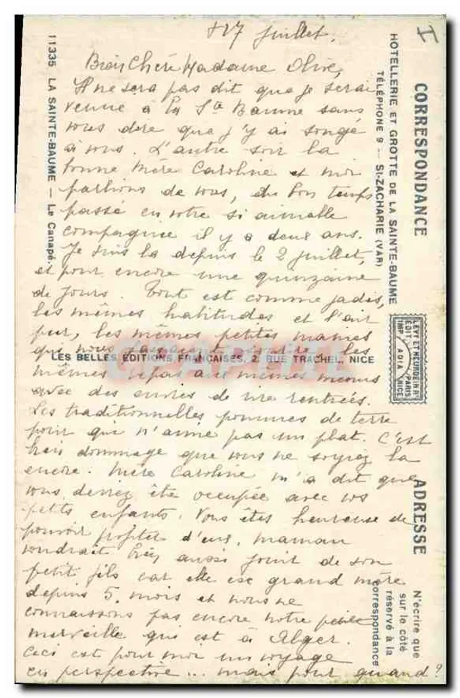 Floresta da Sainte-Baume — trilha e rochedos — Les Belles Éditions Françaises, Nice - Verso
