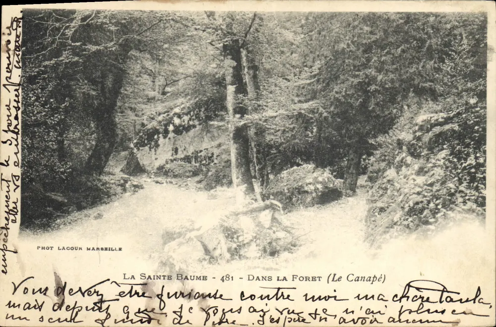 La Sainte Baume - 481 - Na floresta (O Canapé) — Foto Lacour, Marselha - Frente
