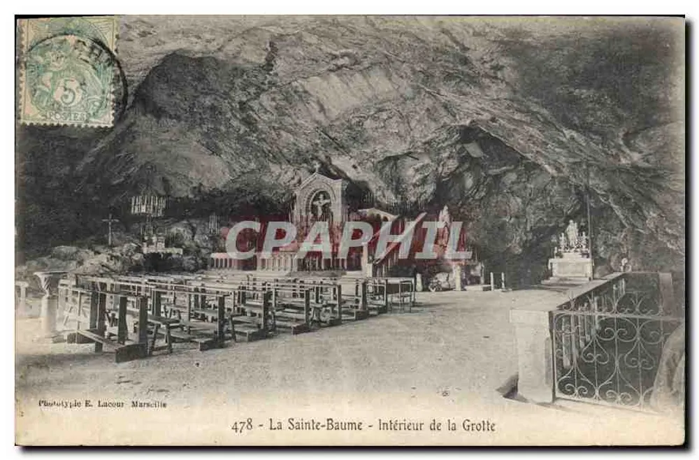 La Sainte-Baume - Interior da Gruta — Fototipia E. Lacour, Marselha, n° 478 - Frente