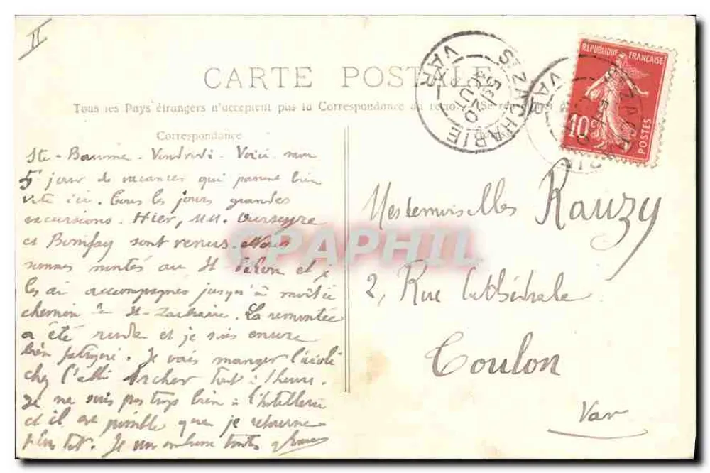 La Sainte-Baume — Vista Geral — P. Ruat, Editora - Marselha, n° 919 - Verso