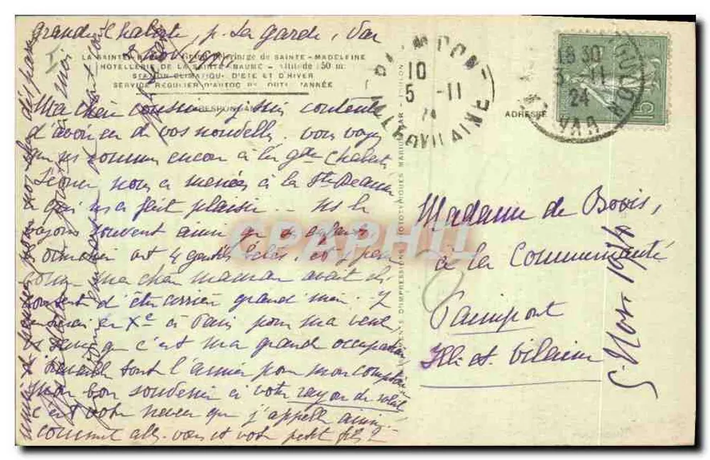 La Sainte-Baume — Hotelaria e estação climática — editor anônimo, n°9 - Verso