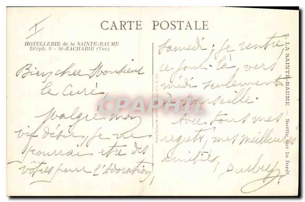 Hotel de la Sainte-Baume — Sainte-Baume (Var) — Verlag: Hotellerie de la Sainte-Baume - Rückseite