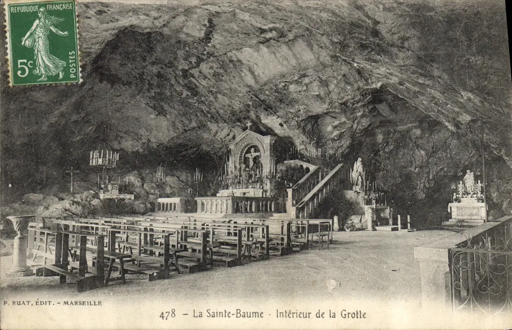 A Santa Bauma — Interior da Gruta — P. Ruat, Editor - Marselha, n° 478 - Frente