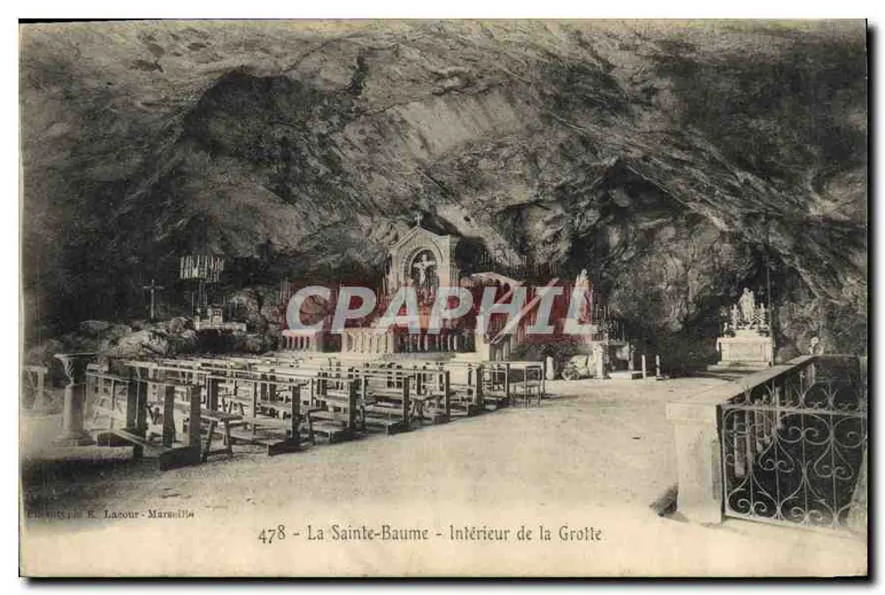 La Sainte-Baume - Interior da Gruta — Phototypie R. Lazour - Marseille, n°478 - Frente