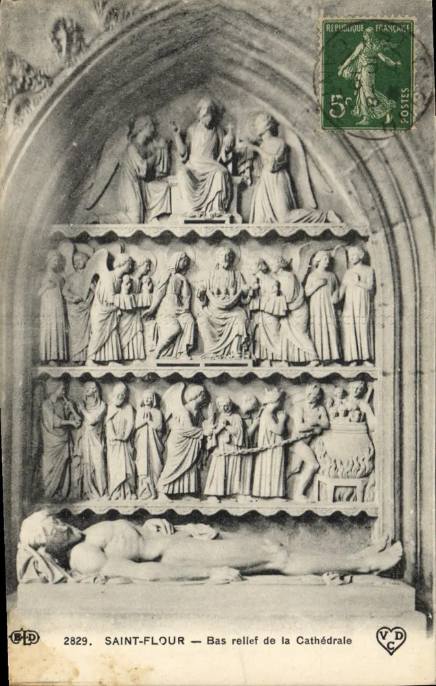 Saint-Flour — Bas-relief da Catedral — Editor BPD, n° 2829 - Frente