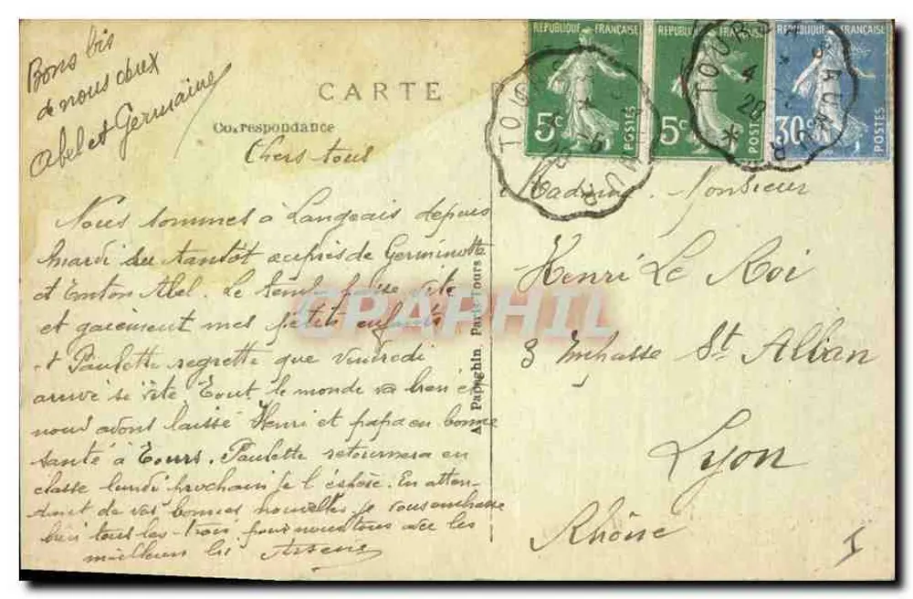 Tours (I.-et-L.) — A Torre Charlemagne (séculos XI e XII) — Estado atual após seu colapso em 26 de Março de 1928 - Verso